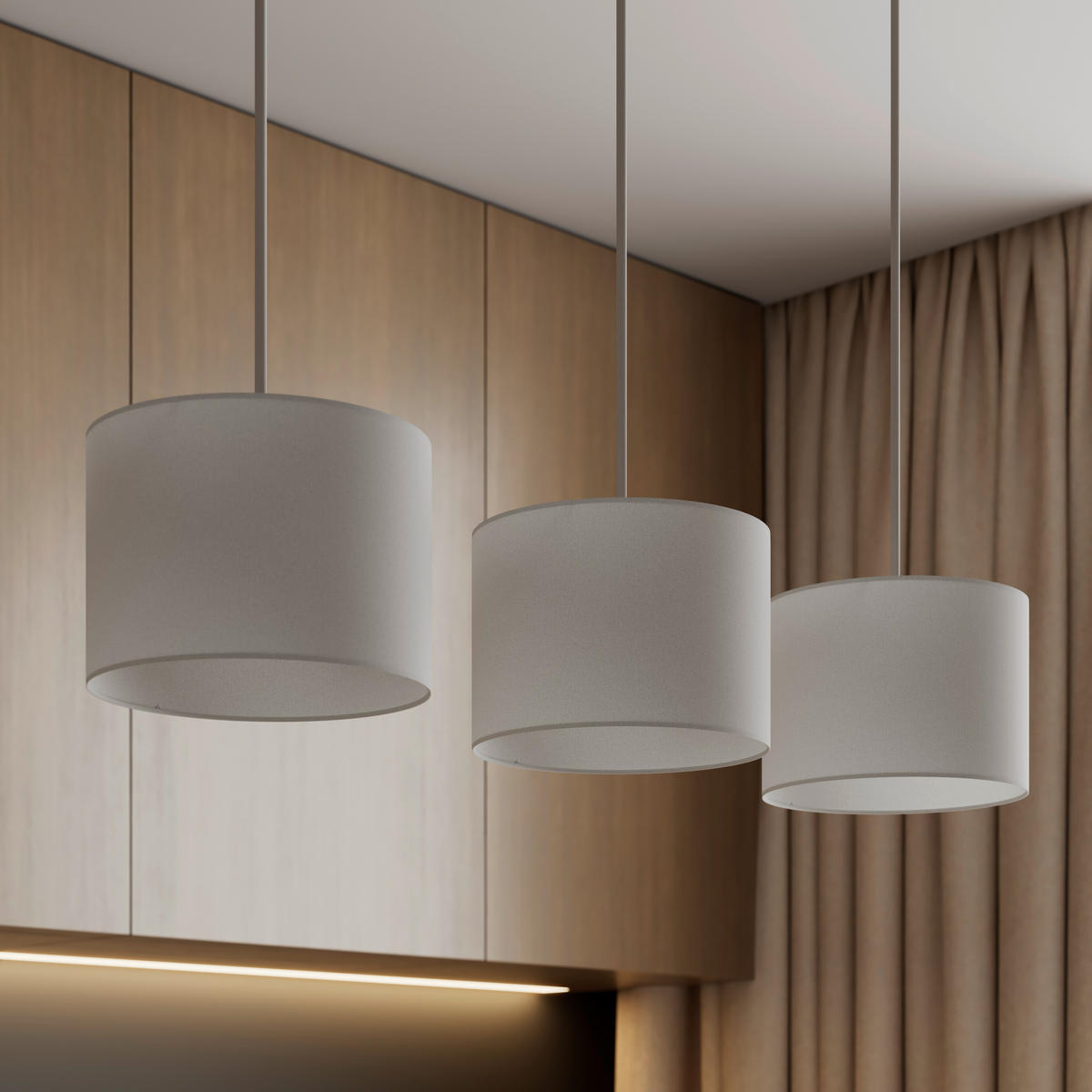 HÄNGELEUCHTE Sofia 100/25/150 cm  - Eschefarben/Weiß, Natur, Holz/Textil (100/25/150cm) - Marama