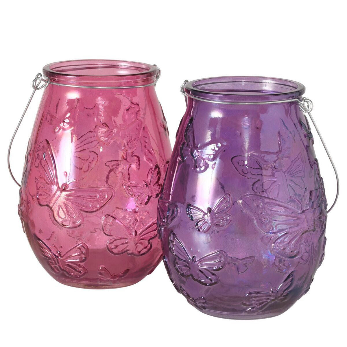 WINDLICHT - Pink/Lila, LIFESTYLE, Glas/Metall (13/13/17cm)