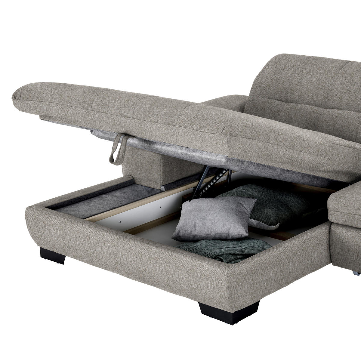 ECKSOFA in Webstoff Grau  180/265 cm  - Schwarz/Grau, Design, Textil/Metall (180/265cm) - Carryhome