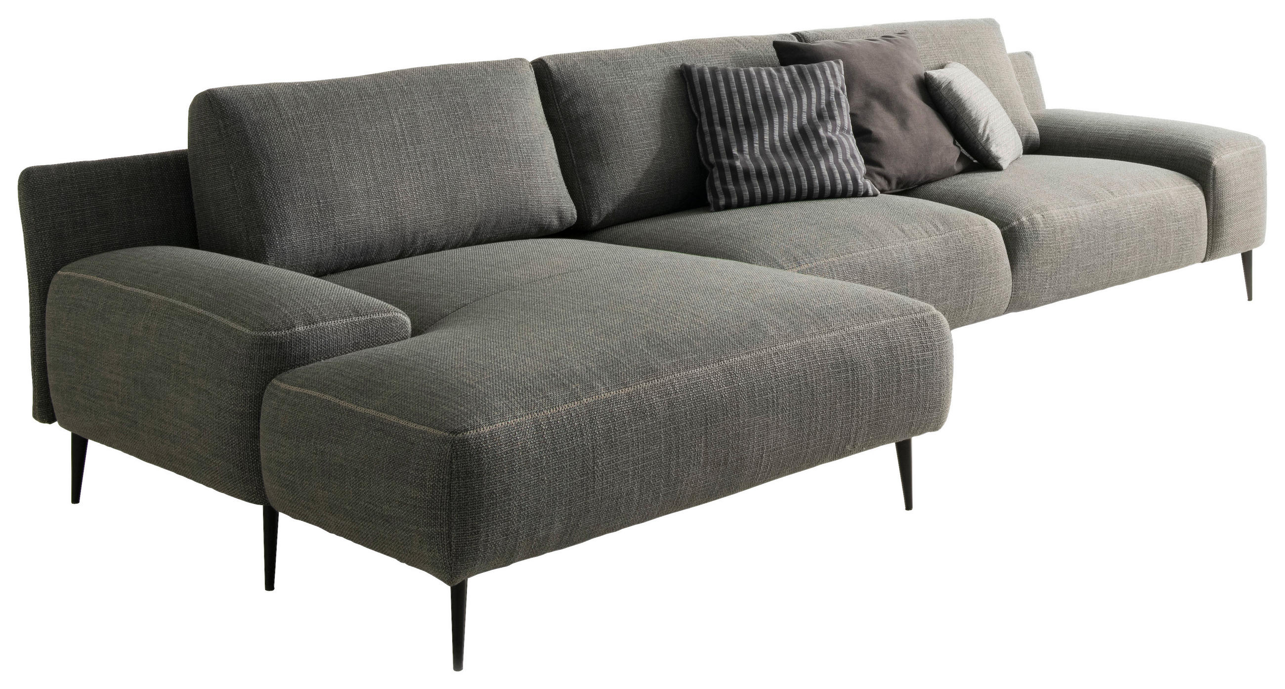 ECKSOFA Grau Flachgewebe  - Beige/Schwarz, Design, Textil/Metall (162/344cm) - Designwerk
