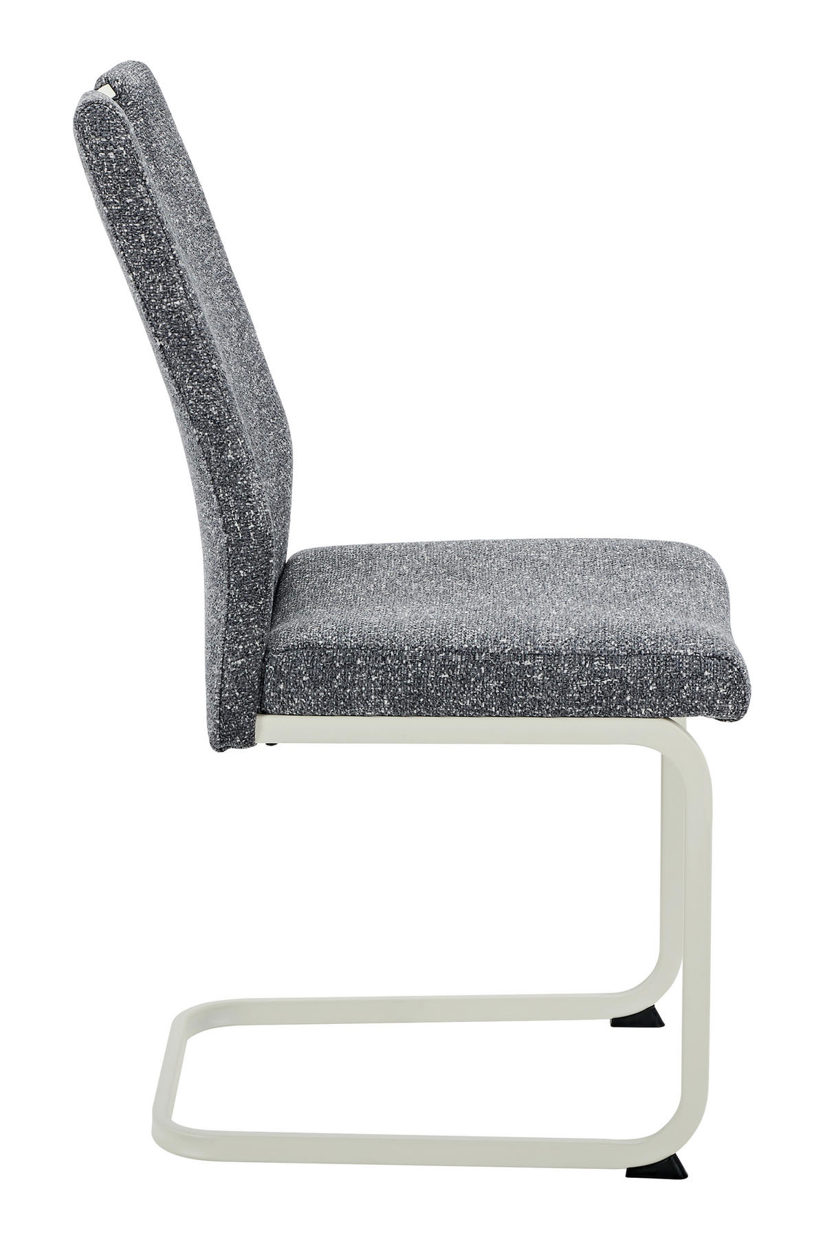 SCHWINGSTUHL-SET 4 Stück  in Stahl Webstoff, Mikrofaser  - Dunkelgrau/Creme, MODERN, Textil/Metall (45/98/59cm) - MID.YOU