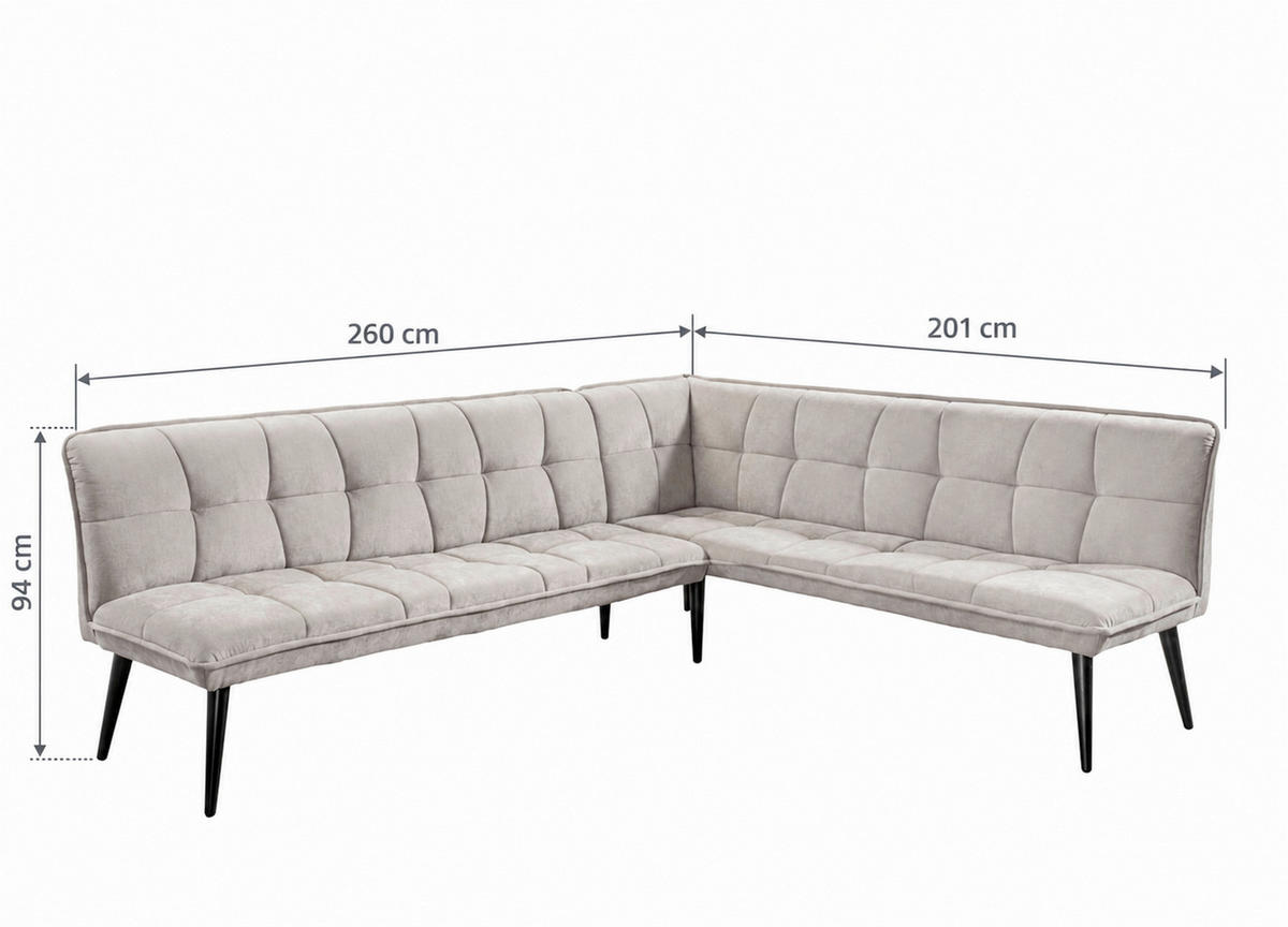 KLUPA KUTNA  boje pijeska  drvo, tekstil, drvni materijal      - boje pijeska/crna, Moderno, drvni materijal/drvo (260/201cm) - Livetastic