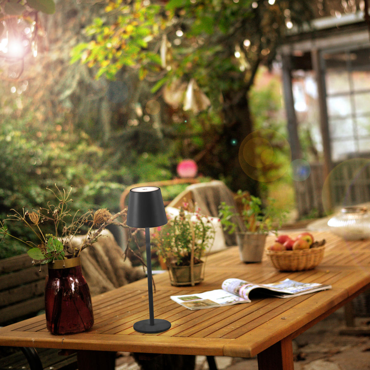 Akku-Tischleuchte 2er-Set 11/11/37,5 cm  - Schwarz, Design, Kunststoff/Metall (11/11/37,5cm) - Just Light