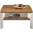 COUCHTISCH Eiche massiv quadratisch Braun, Edelstahlfarben, Eichefarben - Edelstahlfarben/Eichefarben, KONVENTIONELL, Glas/Holz (80/80/41cm) - Linea Natura