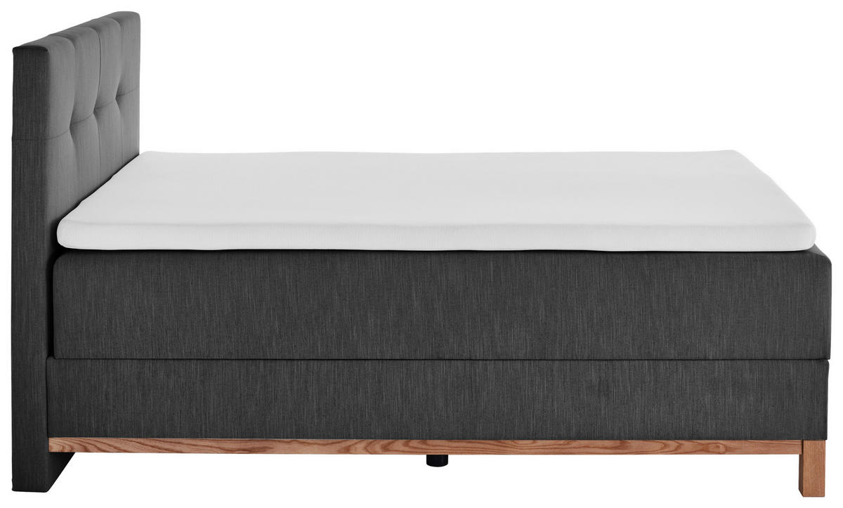 BOXBETT 120/200 cm,  in Anthrazit, Topper, H3 = fest  - Eichefarben/Anthrazit, MODERN, Holz/Textil (120/200cm) - Livetastic