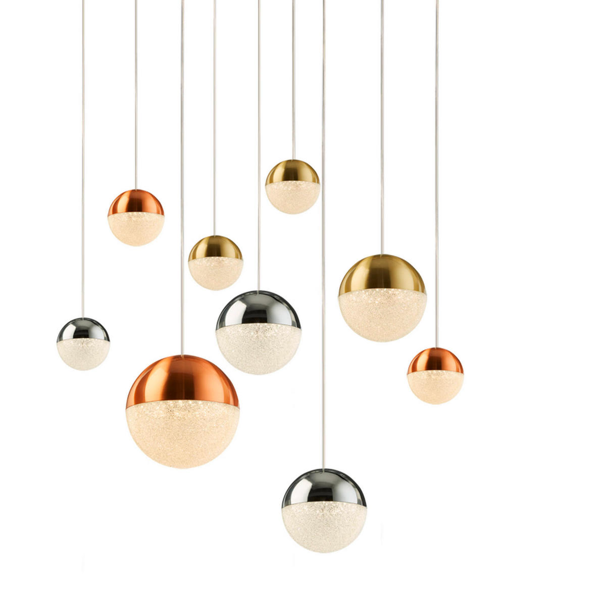 VISEČA LED-SVETILKA  Planets 78 W/3992 lm/4000 K/220-240 V/ - barve kroma, Design, kovina/steklo (60/153cm)
