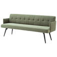 SITZBANK in Textil Olivgrün  - Schwarz/Olivgrün, Design, Textil/Metall (206/85/69cm) - Johann Jakob