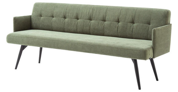 SITZBANK in Textil Olivgrün - Schwarz/Olivgrün, Design, Textil/Metall (206/85/69cm) - Johann Jakob