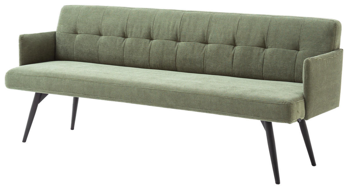 SITZBANK in Textil Olivgrün  - Schwarz/Olivgrün, Design, Textil/Metall (206/85/69cm) - Johann Jakob