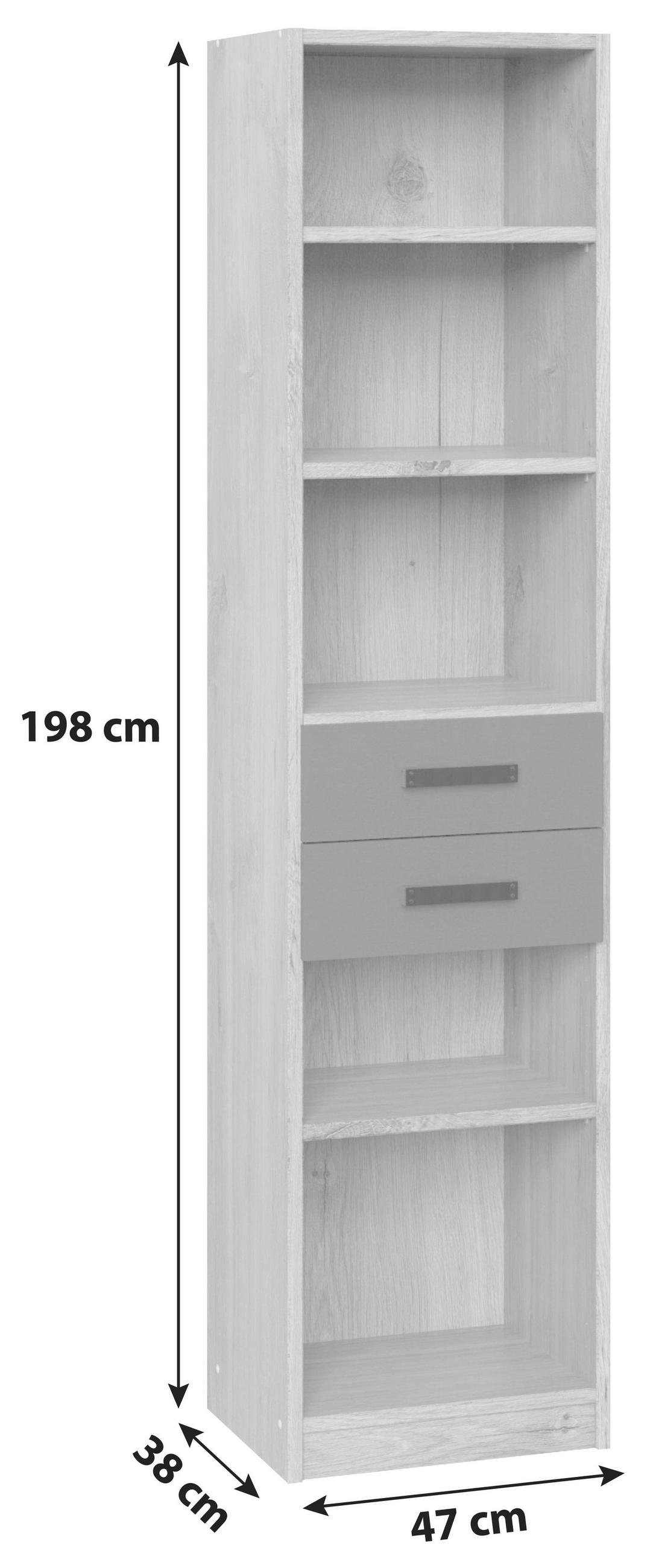 REGALELEMENT Graphitfarben, Eichefarben  - Eichefarben/Graphitfarben, Design, Holzwerkstoff (47/198/38cm) - MID.YOU