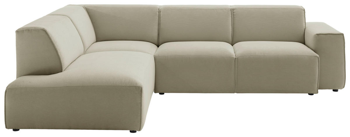 ECKSOFA Sandfarben Cord  - Sandfarben/Schwarz, Design, Kunststoff/Textil (210/270cm) - Pure Home Lifestyle