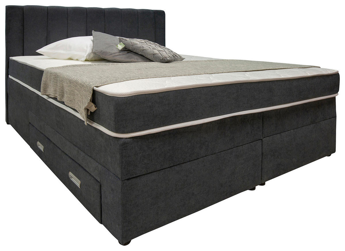 BOXSPRING KREVET     tamnosiva  - tamnosiva, Konvencionalno, tekstil/pločasti materijal (162/120/210cm) - Carryhome