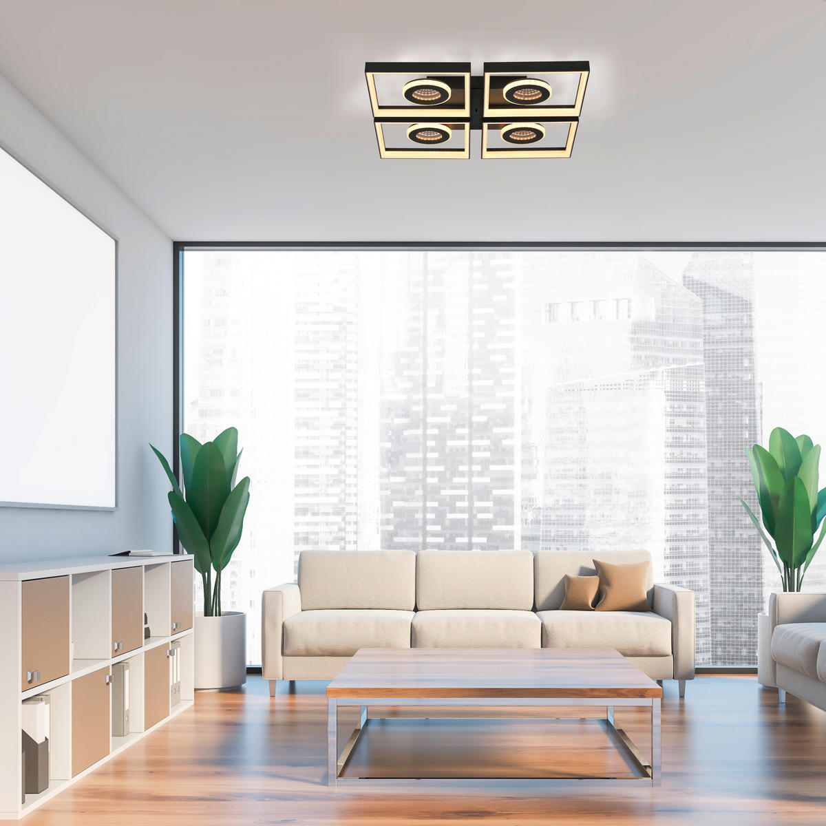 LED-DECKENLEUCHTE 53/53/6,2 cm   - Schwarz, Design, Kunststoff/Metall (53/53/6,2cm)