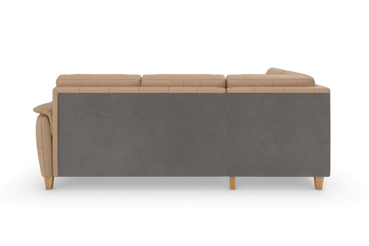ECKSOFA PALMERA E Cappuccino Echtleder  - Eichefarben/Cappuccino, Basics, Leder/Holz (212/236cm) - Sit & More