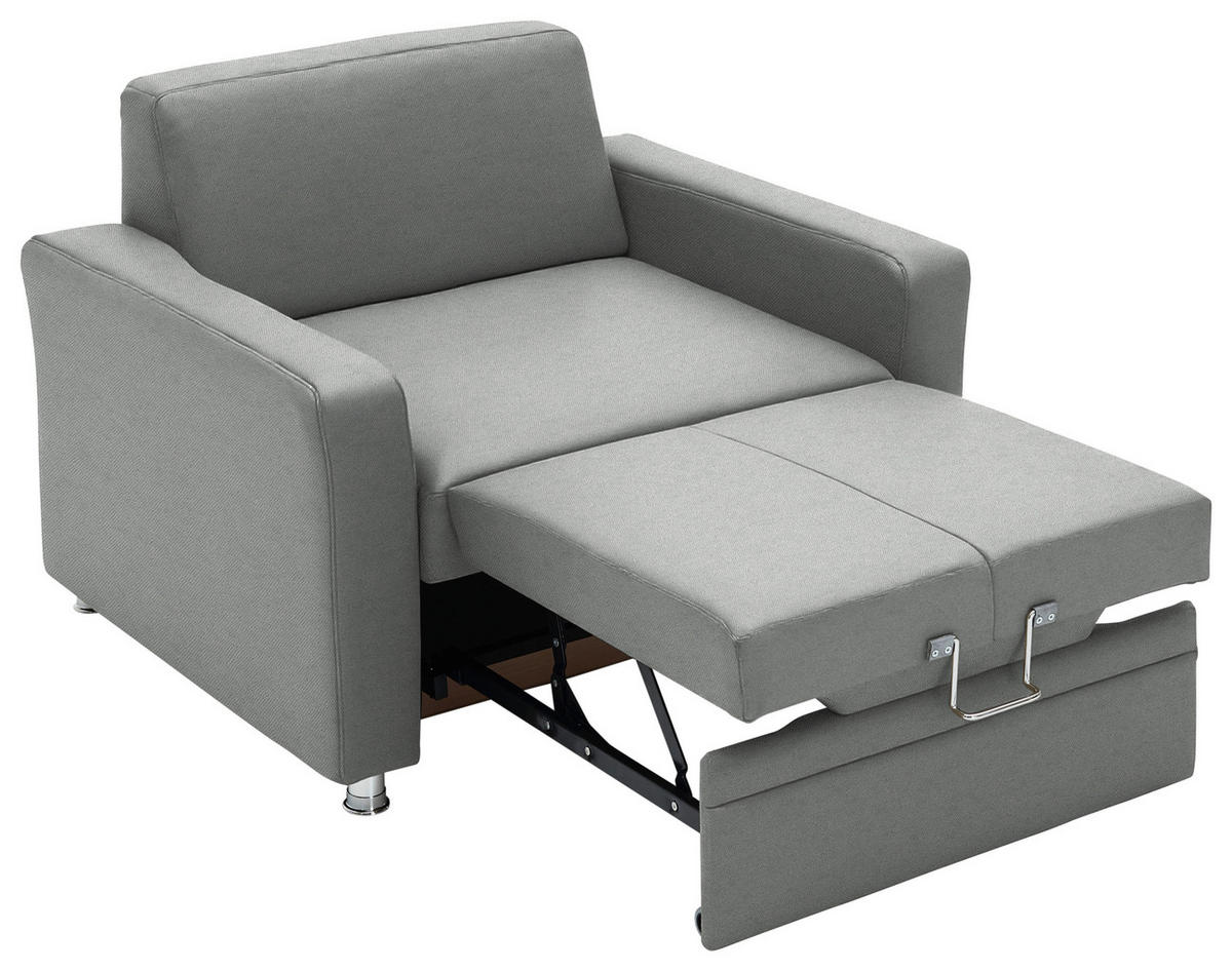 SCHLAFSESSEL Chenille Grau  - Alufarben/Grau, Konventionell, Textil/Metall (106/90/100cm) - Beldomo Style