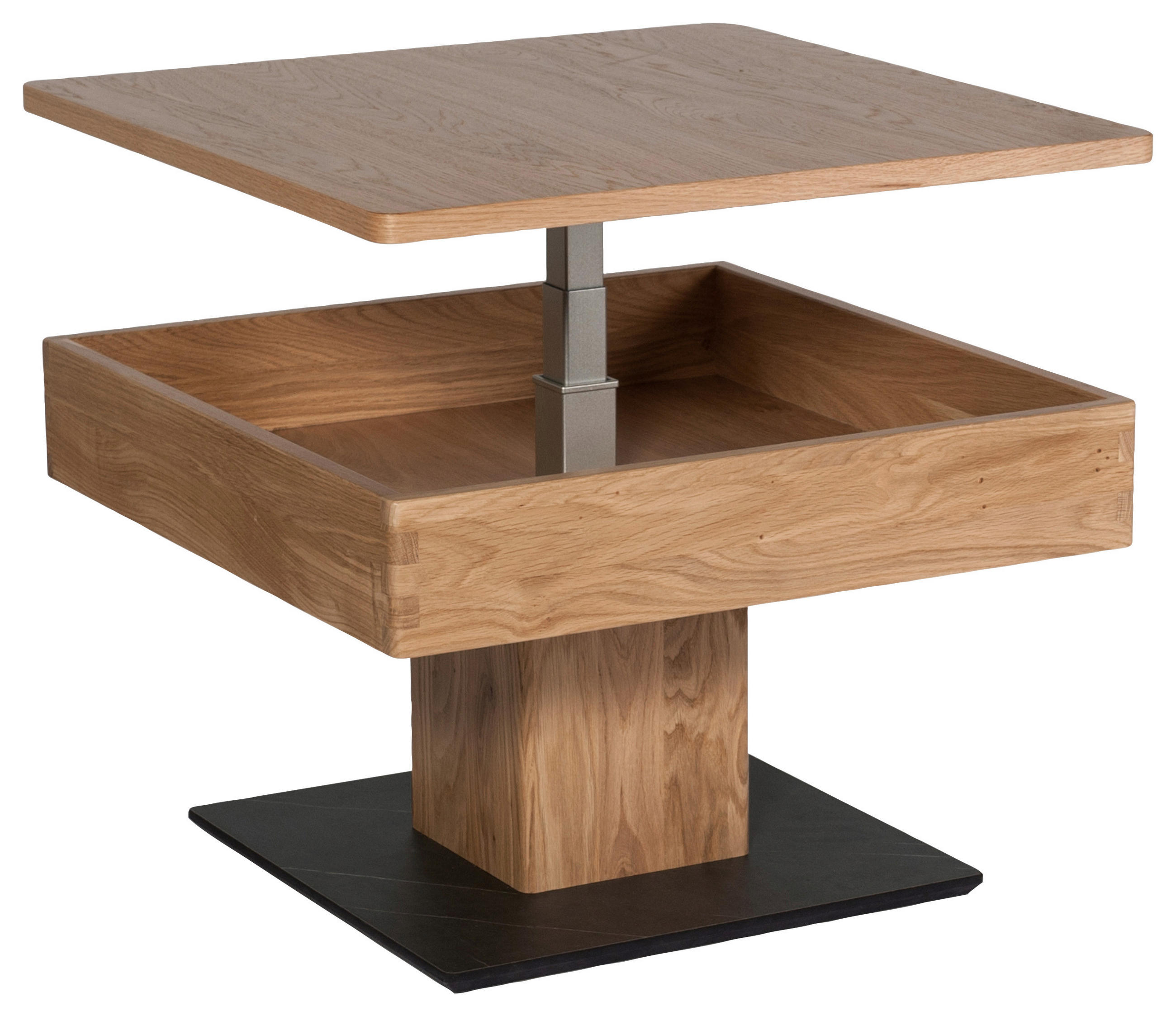 COUCHTISCH in Holz, Metall, Holzwerkstoff 67/67/43-61 cm  - Eichefarben/Schwarz, Natur, Holz/Holzwerkstoff (67/67/43-61cm) - Venda