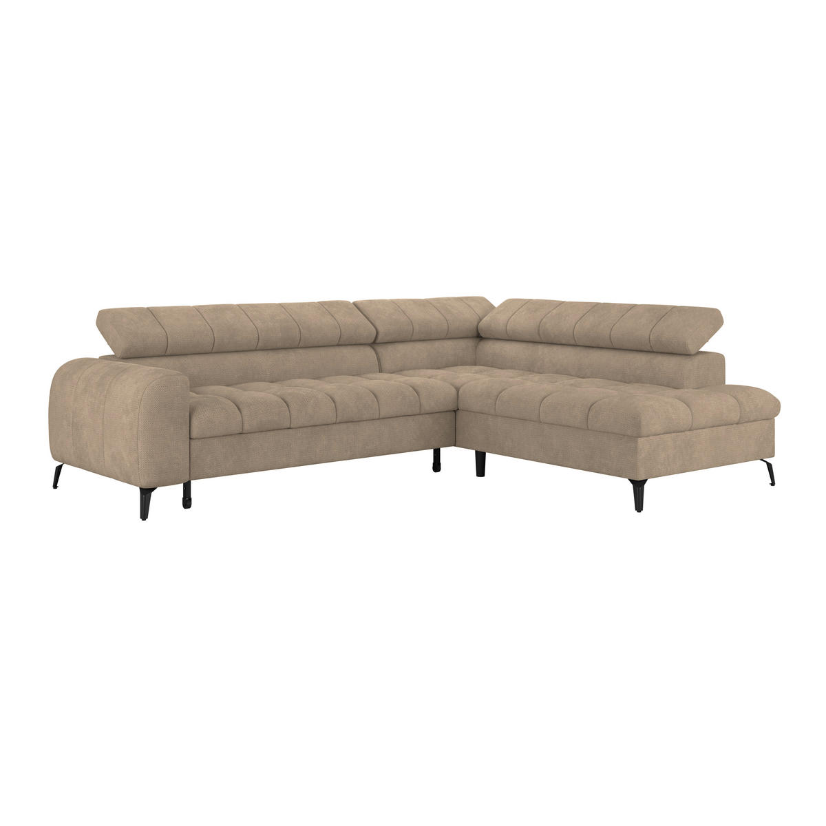 ECKSOFA in Beige  - Beige/Schwarz, Trend, Kunststoff/Textil (261/203cm) - Livetastic