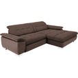 ECKSOFA in Mikrofaser Hellbraun  - Chromfarben/Hellbraun, Design, Textil/Metall (265/180cm) - Carryhome