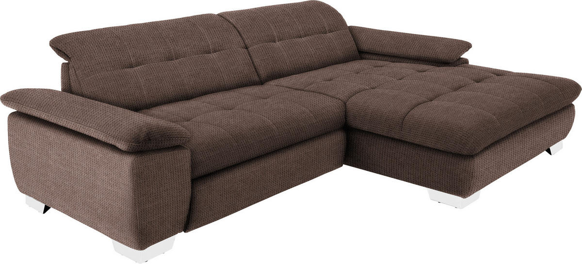 ECKSOFA in Mikrofaser Hellbraun  - Chromfarben/Hellbraun, Design, Textil/Metall (265/180cm) - Carryhome