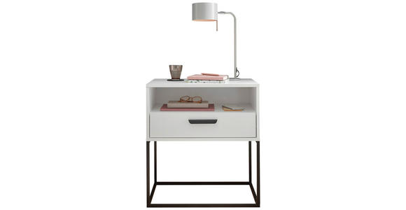 NACHTKÄSTCHEN 60/65/39 cm  in Weiß  - Schwarz/Weiß, Design, Holzwerkstoff/Kunststoff (60/65/39cm) - Carryhome