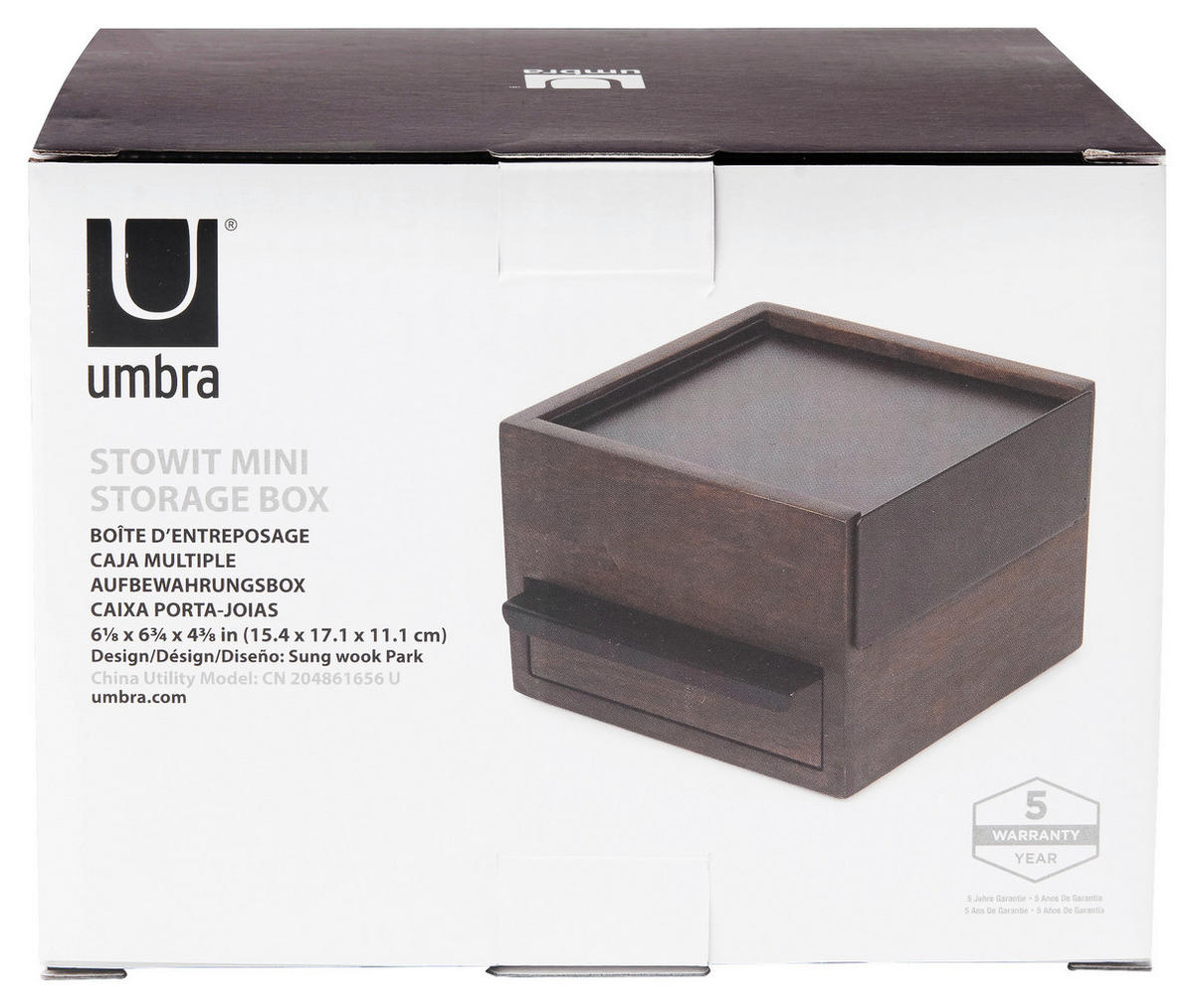 SCHMUCKBOX - Walnussfarben/Schwarz, Design, Holz/Metall (17/11,2/15,2cm) - Umbra