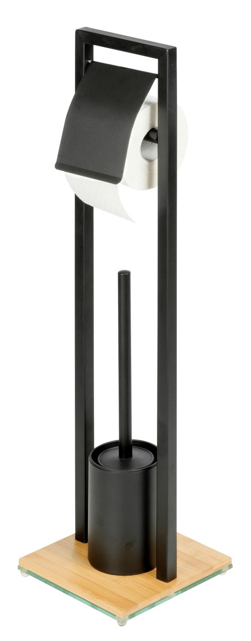 WC-BÜRSTENKOMBINATION in Holz, Metall    - Schwarz/Braun, Basics, Holz/Metall (10/69/19cm) - Wenko