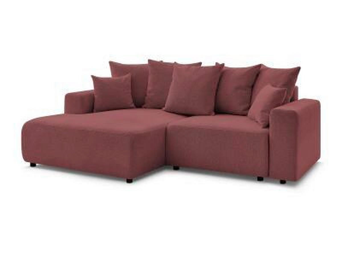 ECKSOFA Ottomane links  ATILLA Rot Flachgewebe  - Rot/Schwarz, MODERN, Kunststoff/Textil (149/244cm)