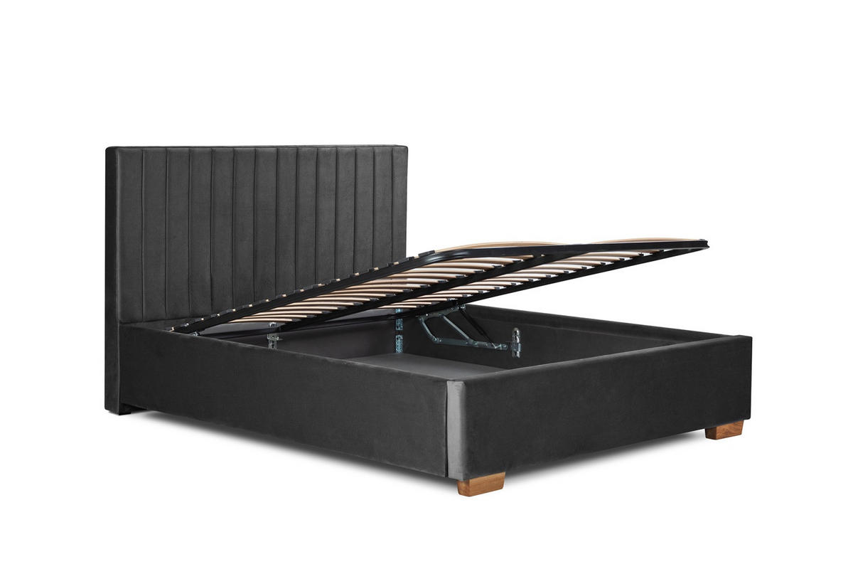 Pat Tapițat, 180/200 cm, antracit - culoare lemn stejar/antracit, Basics, metal/lemn (180/200cm) - Carryhome