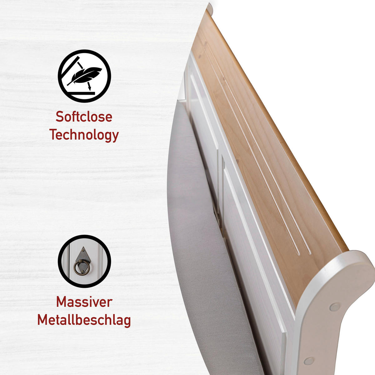 STAURAUMBETT 180/200 cm  in Weiß, Eichefarben  - Eichefarben/Weiß, LIFESTYLE, Holz (180/200cm) - Ti'me