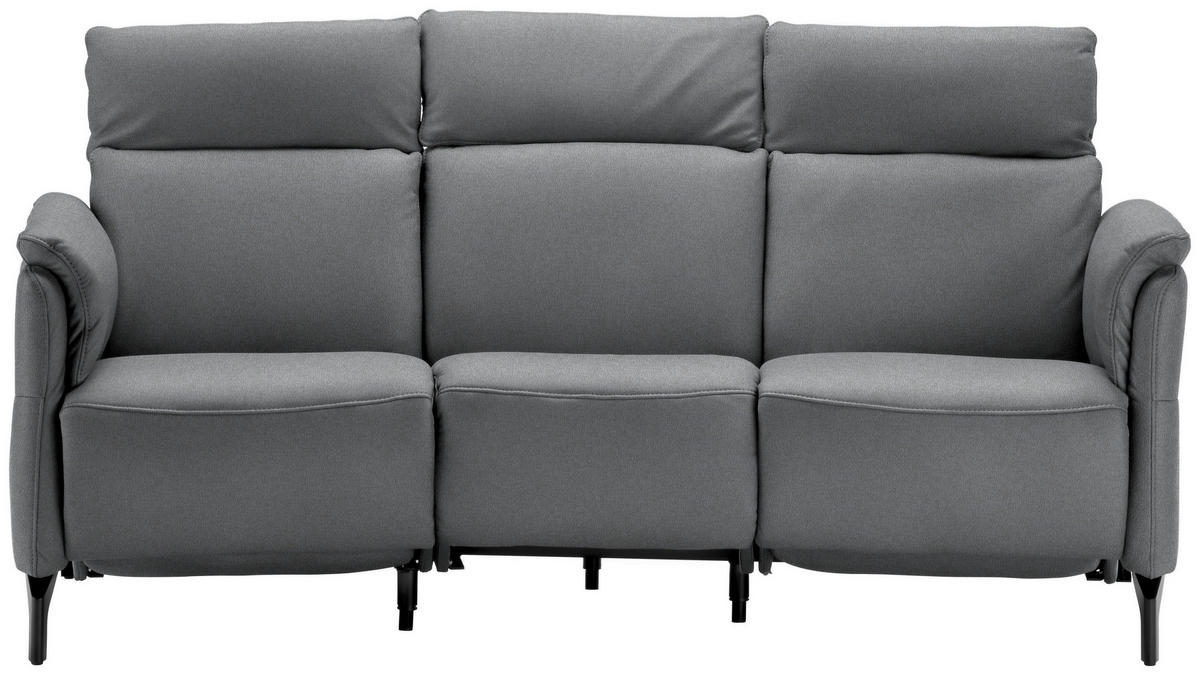 TRAPEZSOFA in Mikrofaser Grau  - Schwarz/Grau, Konventionell, Textil/Metall (221/103/95cm) - Dieter Knoll