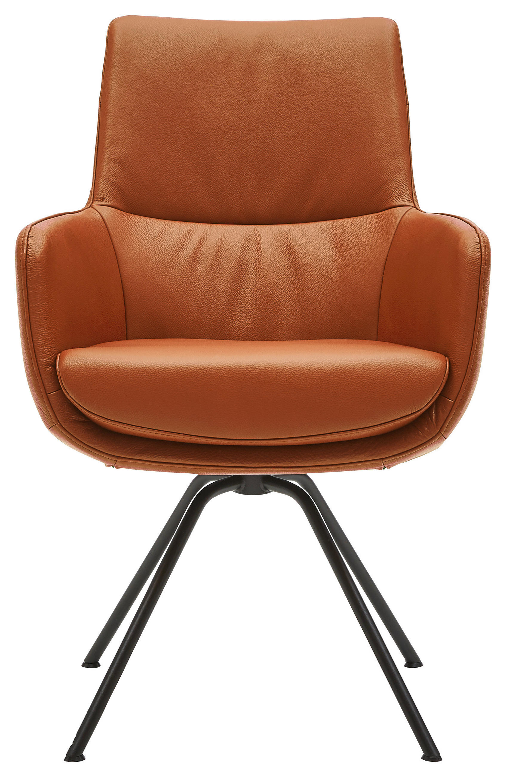 ARMLEHNSTUHL  in Stahl  - Cognac/Schwarz, Design, Leder/Metall (60/90/61cm) - Dieter Knoll