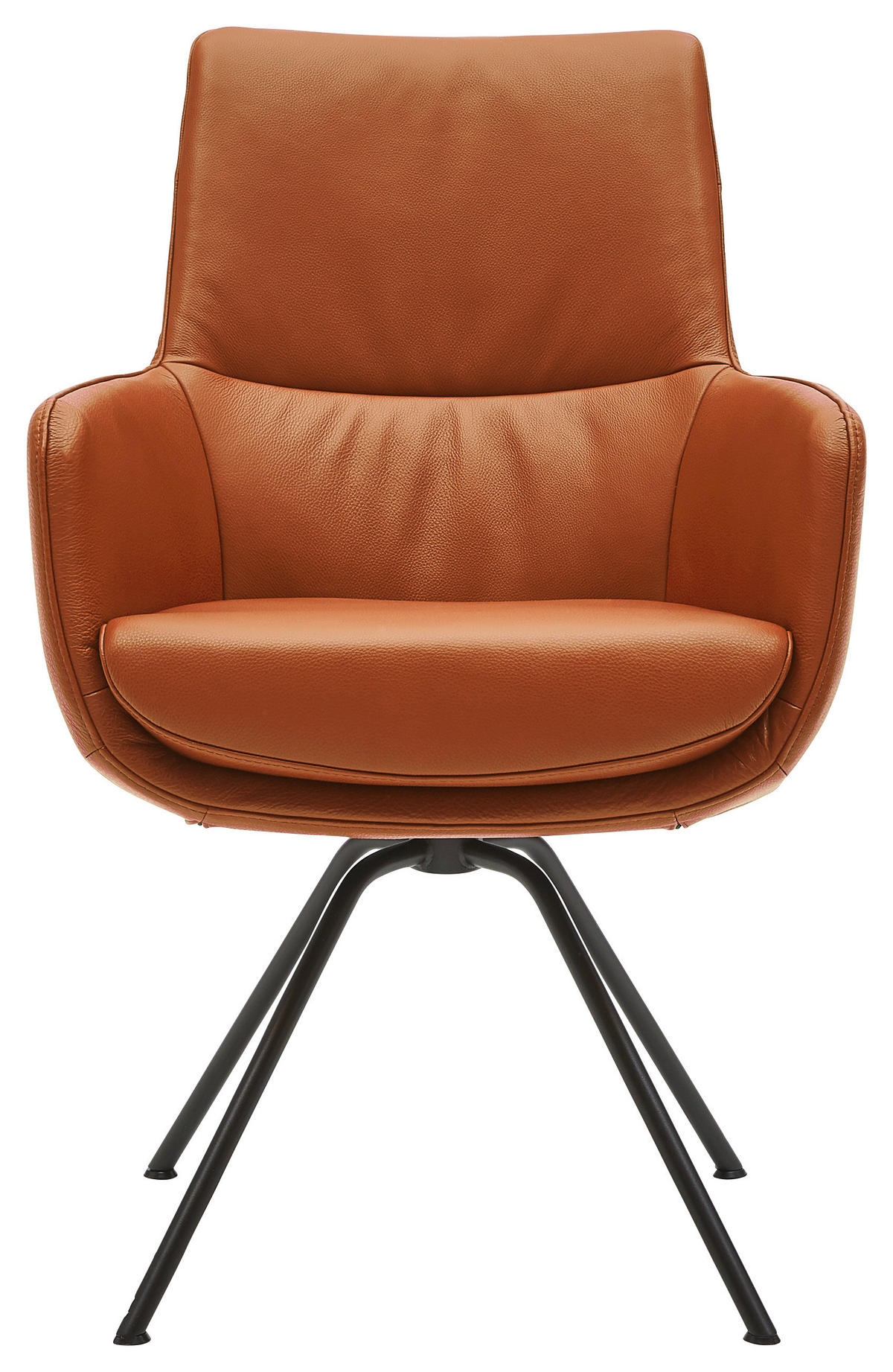 ARMLEHNSTUHL  in Stahl  - Cognac/Schwarz, Design, Leder/Metall (60/90/61cm) - Dieter Knoll