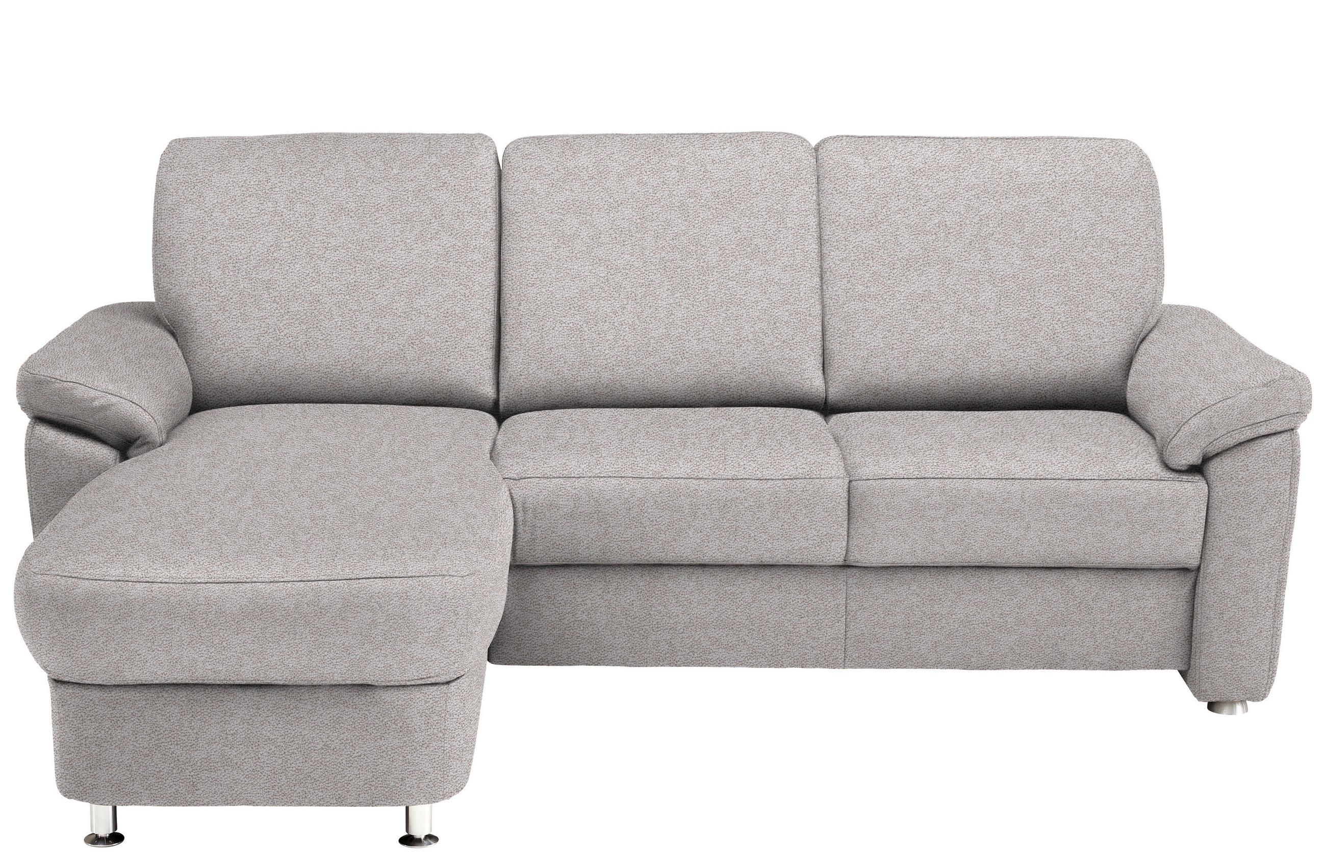 ECKSOFA in Flachgewebe Hellgrau  - Chromfarben/Hellgrau, Konventionell, Textil/Metall (163/250cm) - Beldomo System