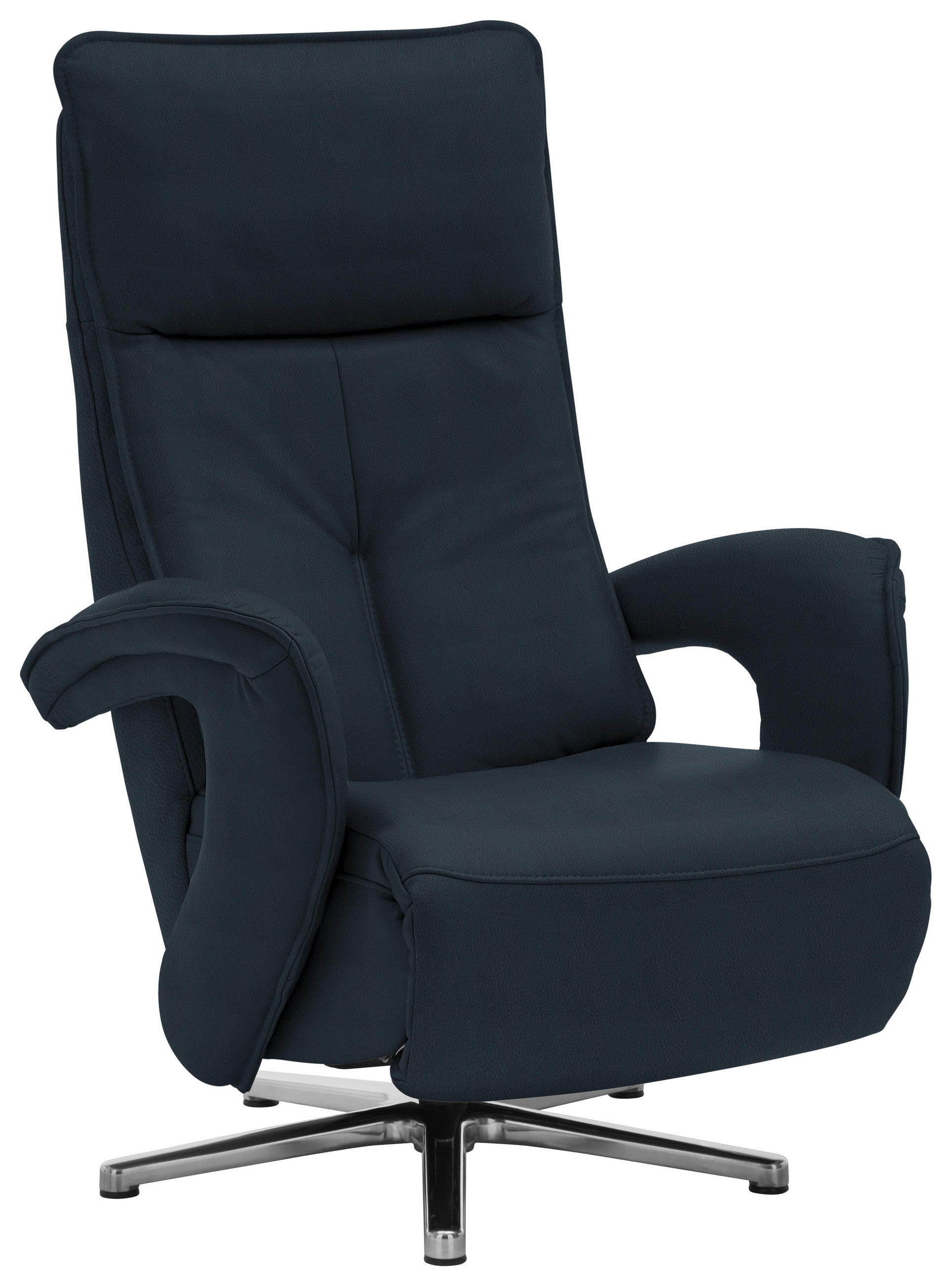 RELAXSESSEL in Leder Dunkelblau  - Edelstahlfarben/Dunkelblau, Design, Leder/Metall (77/110/87cm) - Valdera