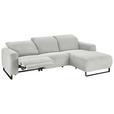 ECKSOFA in Cord Hellgrau  - Hellgrau/Schwarz, KONVENTIONELL, Textil/Metall (266/180cm) - Hom`in