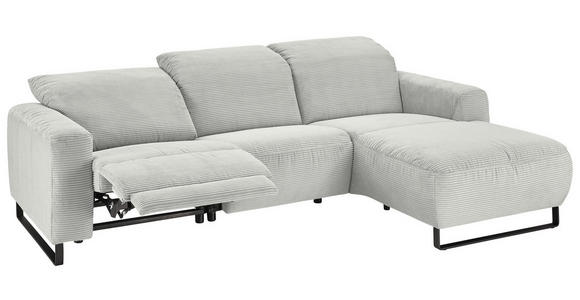 ECKSOFA in Cord Hellgrau  - Hellgrau/Schwarz, KONVENTIONELL, Textil/Metall (266/180cm) - Hom`in