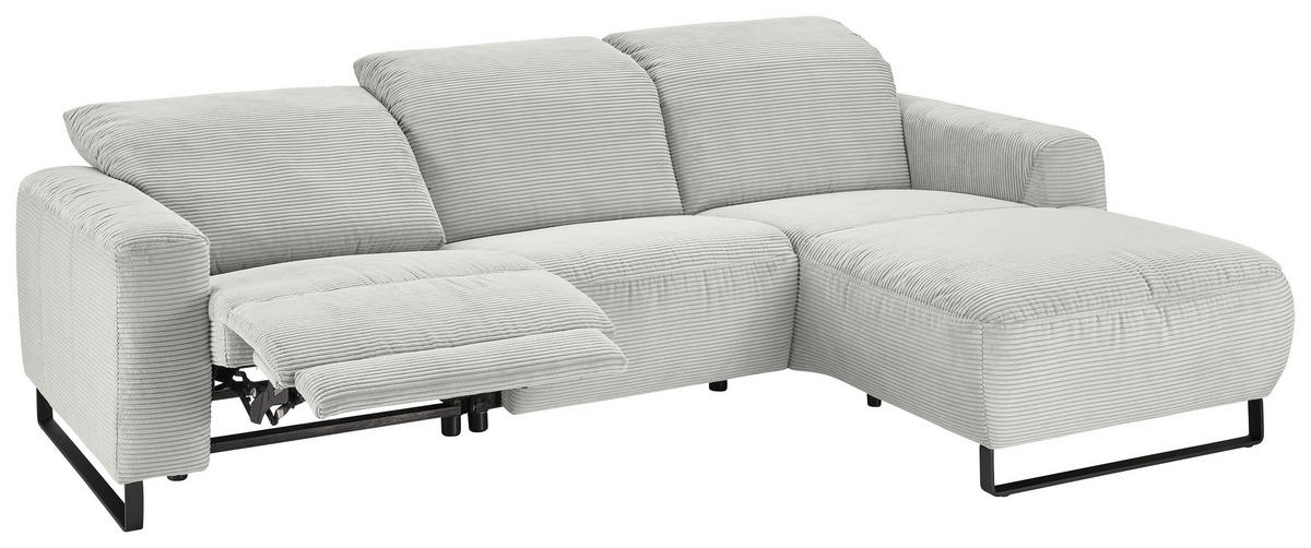 ECKSOFA in Cord Hellgrau  - Hellgrau/Schwarz, Konventionell, Textil/Metall (266/180cm) - Hom`in