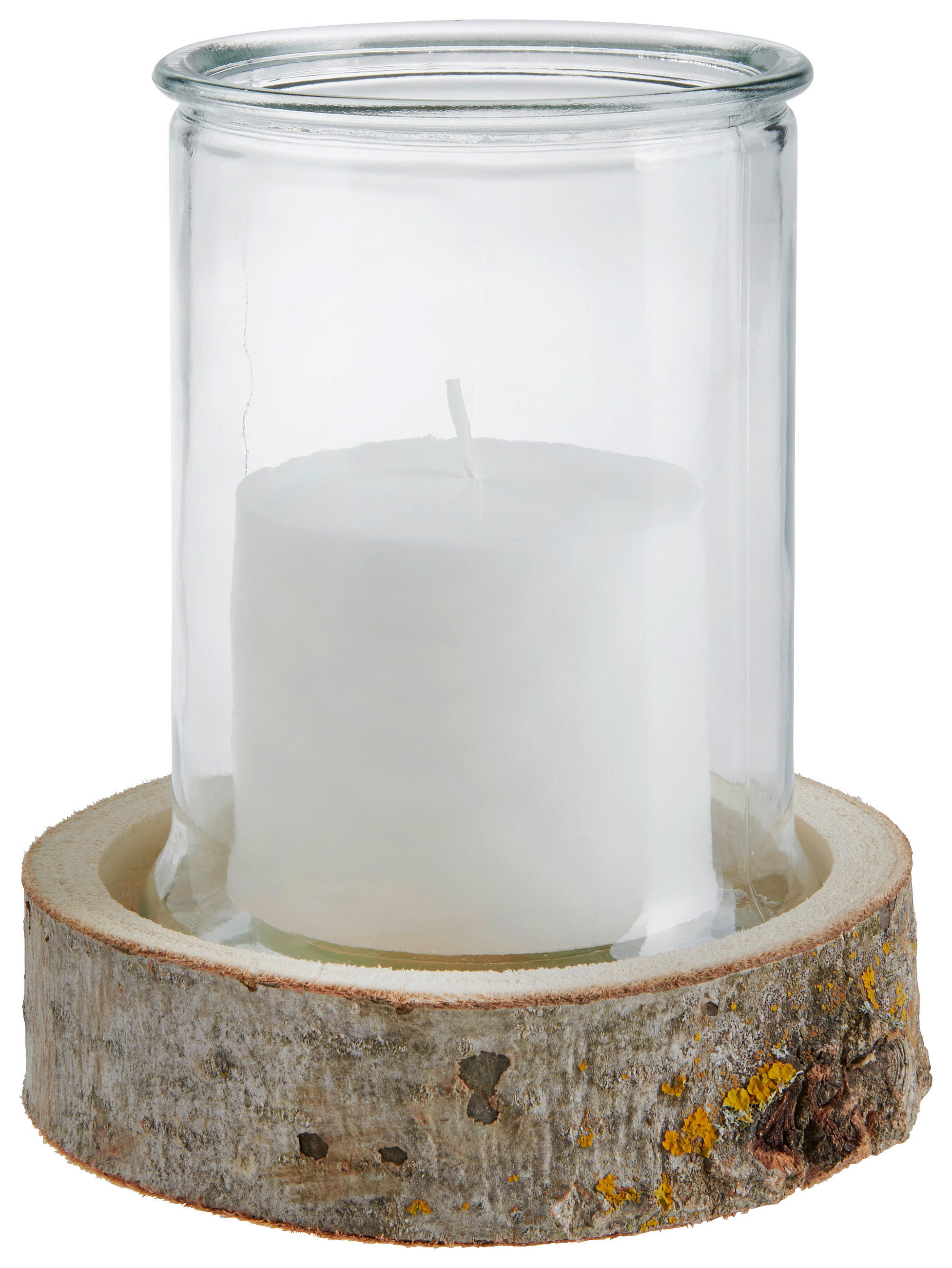 WINDLICHT - Weiss, Basics, Glas/Naturmaterialien (18/20,5cm) - Ambia Home