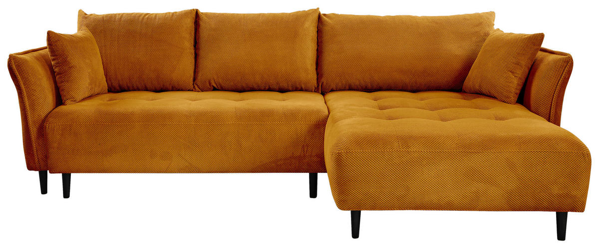 ECKSOFA Currygelb Chenille  - Currygelb/Schwarz, KONVENTIONELL, Holz/Textil (290/160cm) - Carryhome
