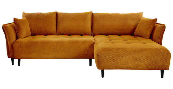 ECKSOFA in Chenille Currygelb  - Currygelb/Schwarz, KONVENTIONELL, Holz/Textil (290/160cm) - Carryhome