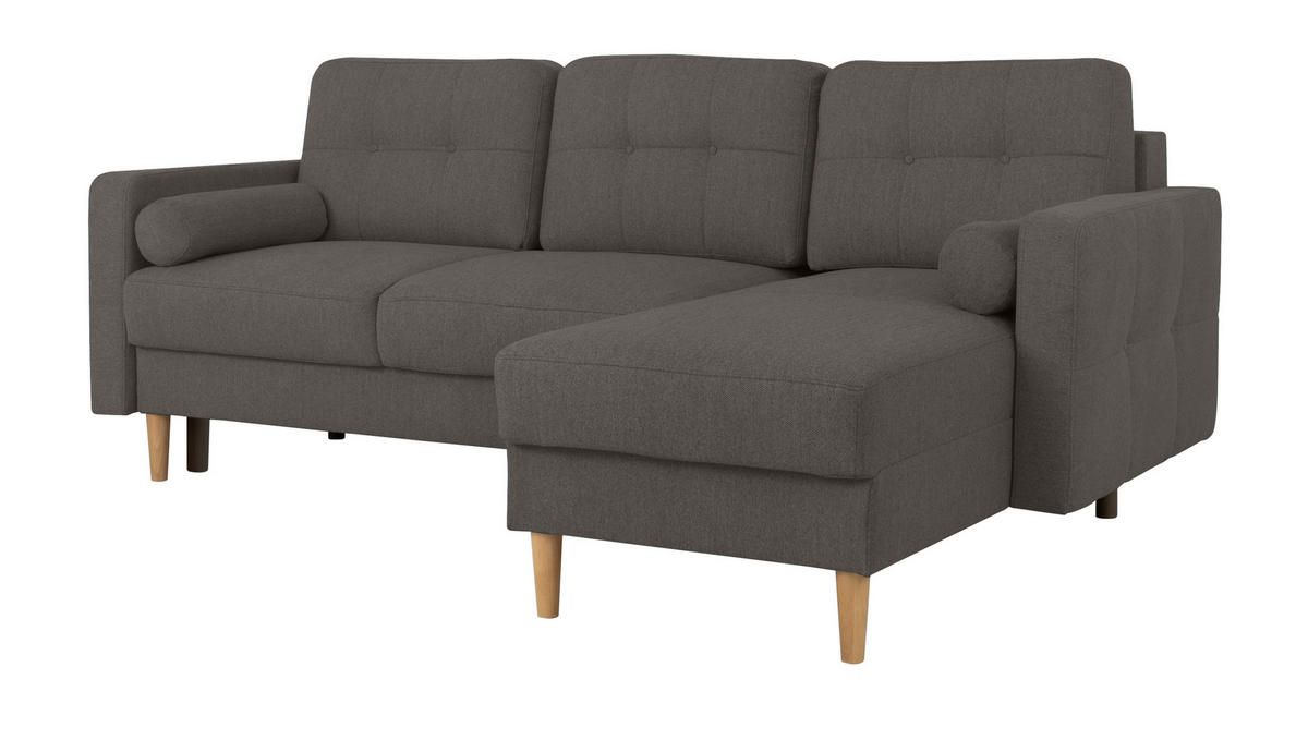 ECKSOFA in Grau  - Buchefarben/Grau, Design, Holz/Textil (223/157cm) - MID.YOU