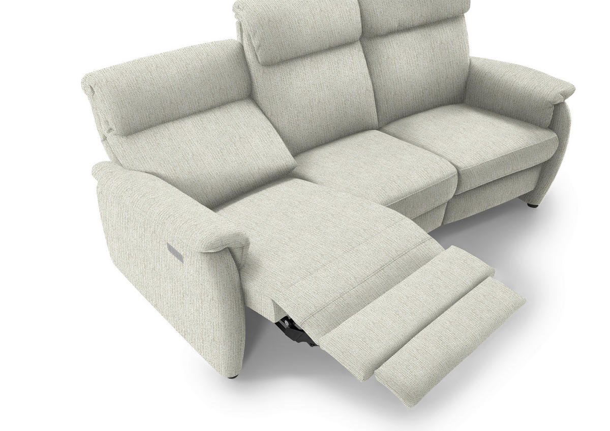 TRAPEZSOFA in Flachgewebe Naturfarben  - Schwarz/Naturfarben, KONVENTIONELL, Textil/Metall (219/107/97cm) - Pure Home Comfort