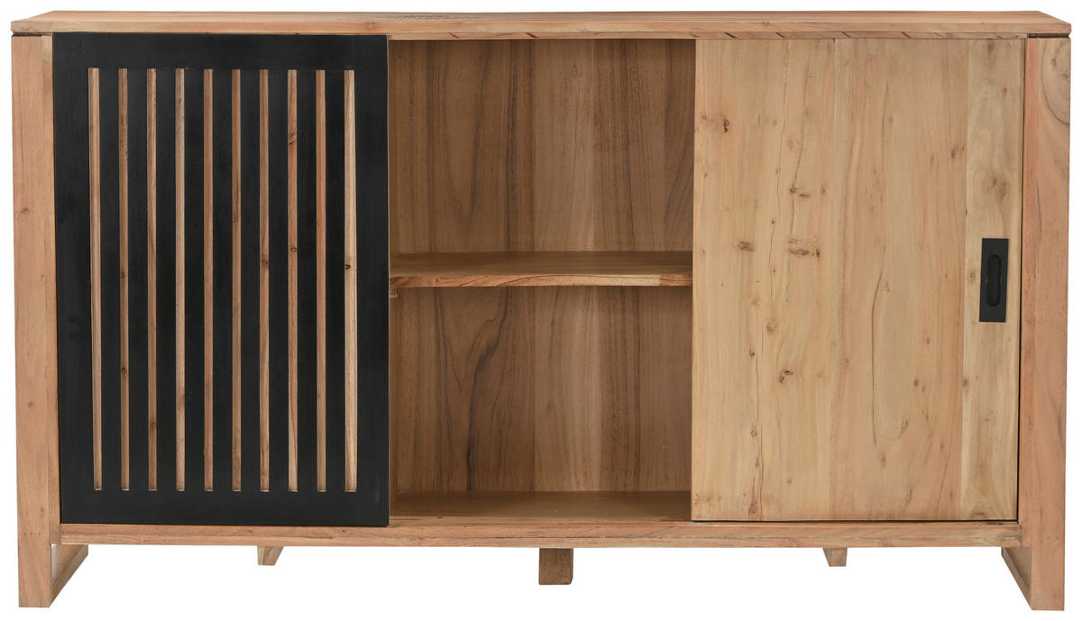 SIDEBOARD  in 160/90/40 cm  - Schwarz/Naturfarben, KONVENTIONELL, Holz/Metall (160/90/40cm) - Livetastic