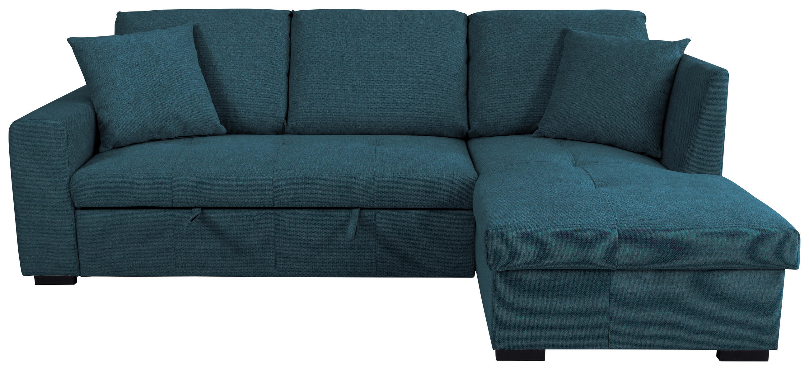 ECKSOFA LUKAS Blau Struktur Zierkissen, Bettkasten  - Blau, Trend, Textil (239/158cm) - P & B