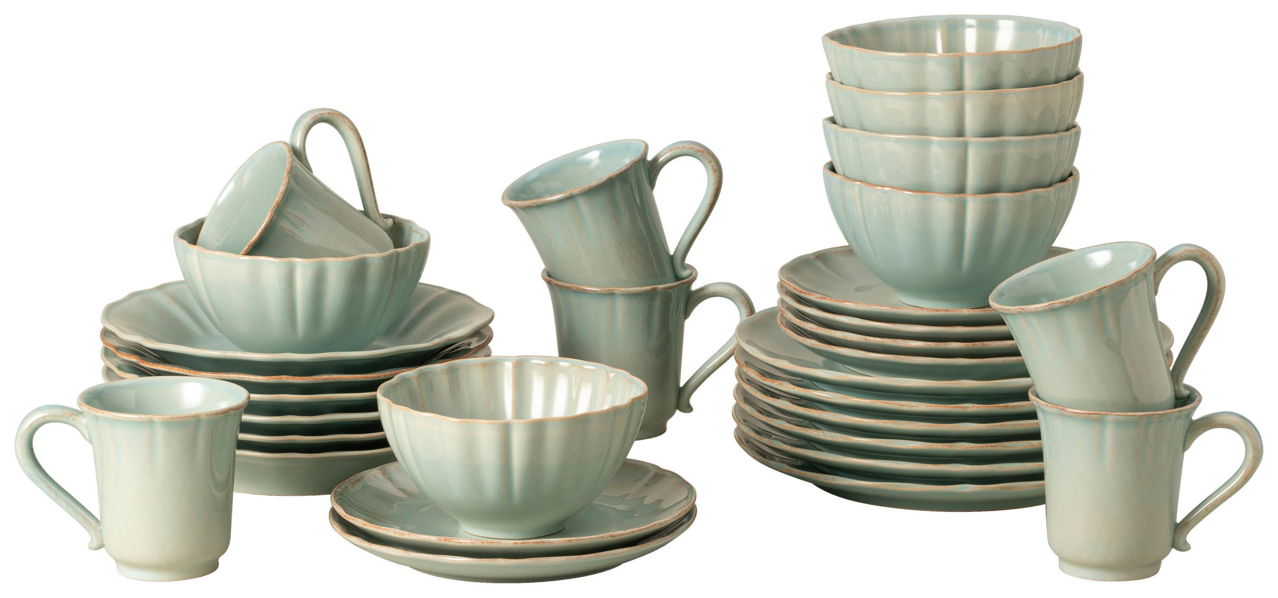 KOMBISERVICE Türkis ALENTEJO 30-teilig 6 Personen  - Türkis, Basics, Keramik - Costa Nova