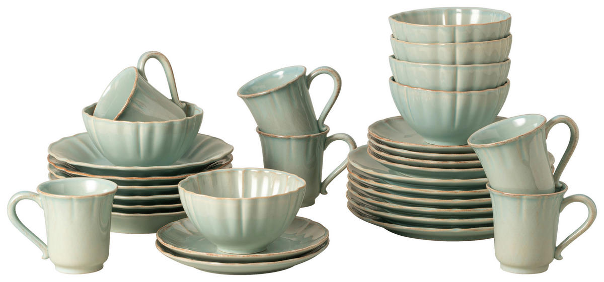 KOMBISERVICE Türkis ALENTEJO 30-teilig 6 Personen  - Türkis, Basics, Keramik - Costa Nova