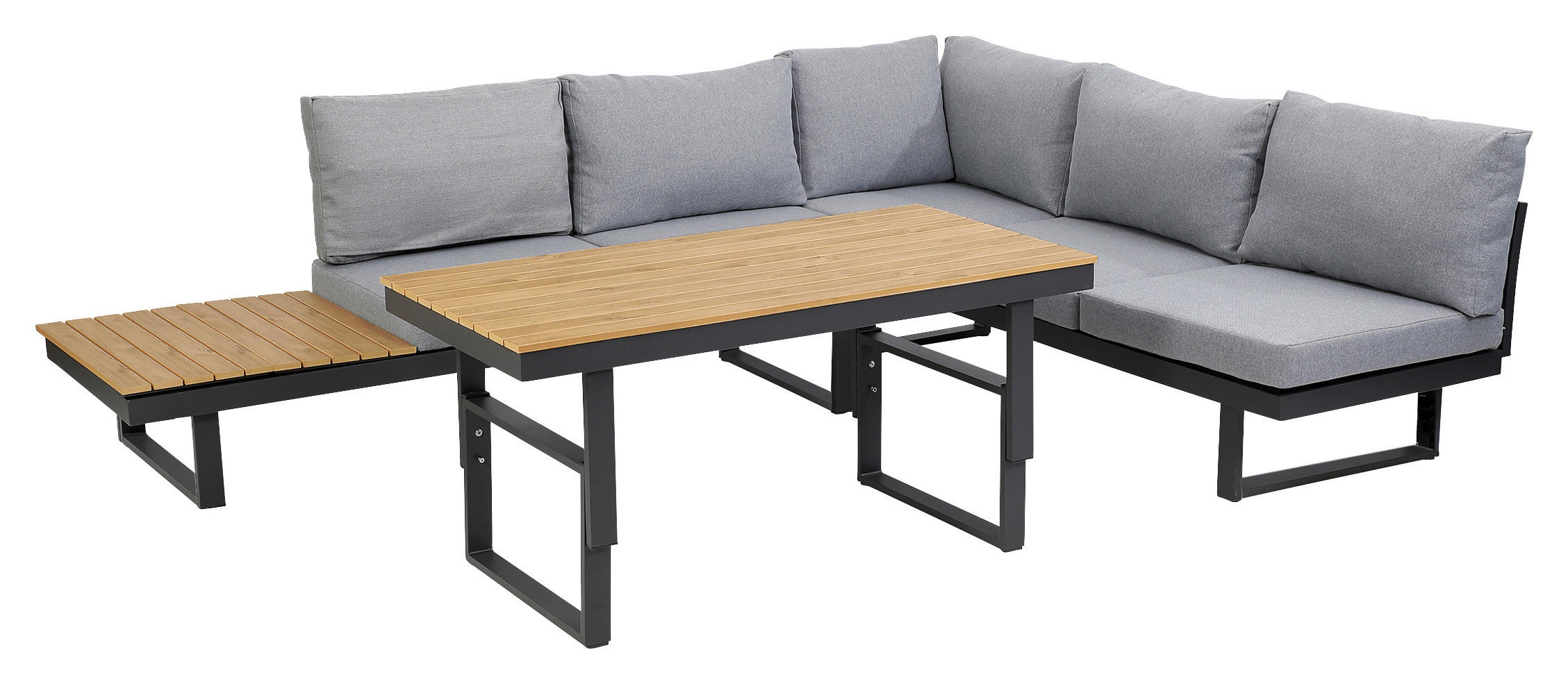 LOUNGEGARNITUR Akazie Hartholz Aluminium  - Anthrazit/Braun, MODERN, Holz/Textil (210/75/210cm) - Gardenson