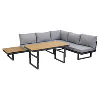 LOUNGEGARNITUR Akazie Hartholz Aluminium  - Anthrazit/Braun, MODERN, Holz/Textil (210/75/210cm) - Gardenson