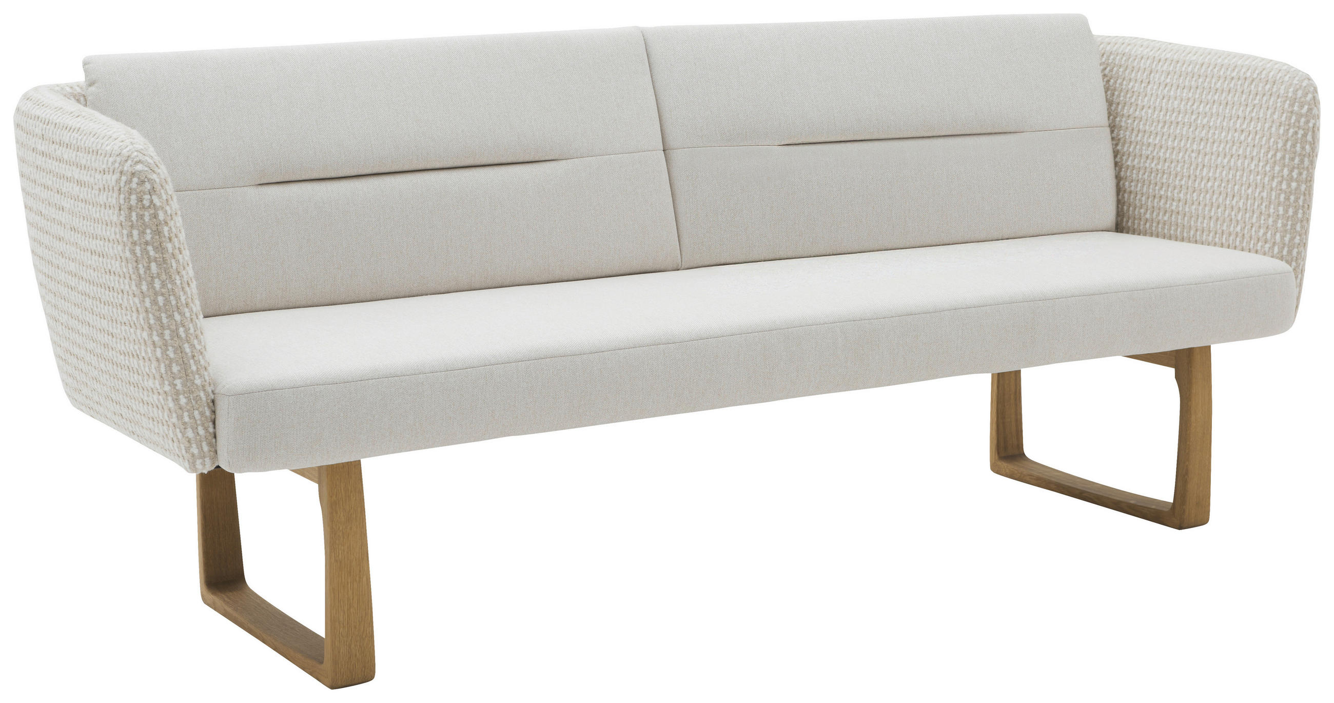 SITZBANK 224/91/69 cm Flachgewebe Beige massiv Holz  - Eichefarben/Beige, Design, Holz/Textil (224/91/69cm) - Valnatura