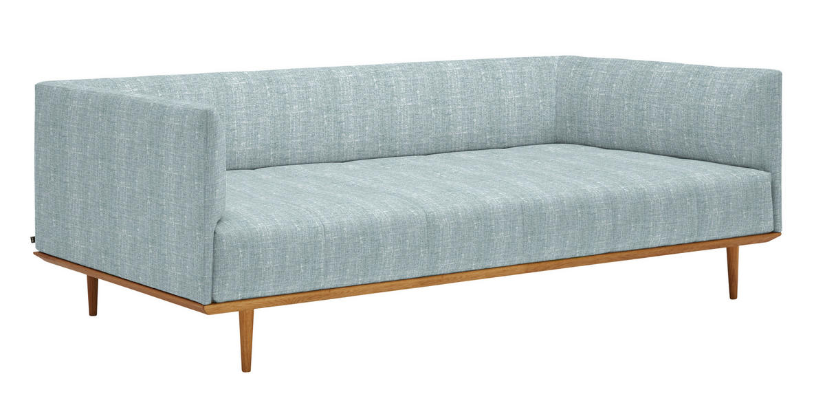 BIGSOFA in Flachgewebe Hellblau  - Hellblau, Modern, Holz/Textil (220/77/120cm) - Joka
